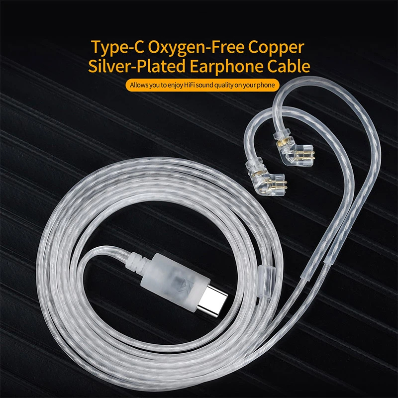 Wired Earphone Mic - สายหูฟัง KZ OFC ชุบเงิน สายอัพเกรด Type-c