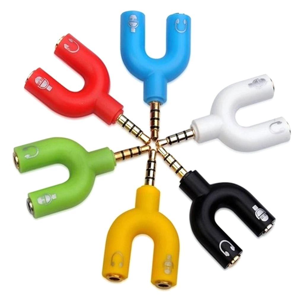 Earphone Splitter Jack - 1PC Dual 3.5 มม.U ประเภทอะแดปเตอร์ปลั๊กหูฟังสาย Splitter