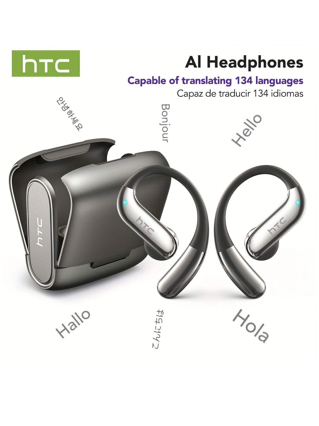 Usb C Earphone - หูฟังบลูทูธแบบเปิดหู HTC เล่นได้ 30 ชั่วโมง หูฟังไร้สายตัดเสียงรบกวน