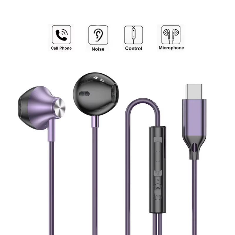 Wired Earphone Mic - หูฟังชนิดใส่ในหูแบบมีสายไฮไฟหูฟังแฮนด์ฟรีหูฟัง Type-C 3.5 มม.พร้อมไมโครโฟนแบบมีสายสำหรับเรียลมี เสี่ยวมี่แท็บเล็ตแล็ปท็อป